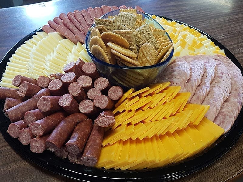 Meat cheese and crackers platter
