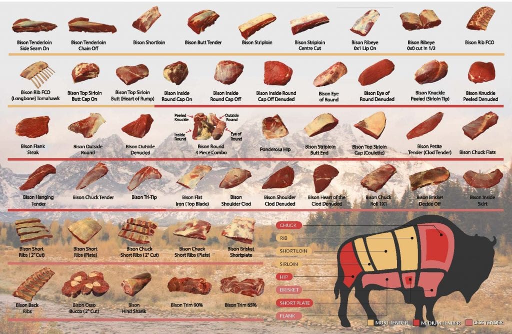 Chart for different bison cuts